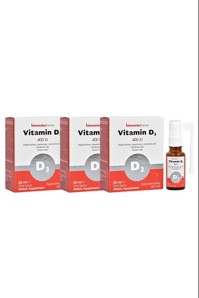 İmuneks Vitamin D3 400 IU Sprey 20 ml 3 Adet ürün görseli 1