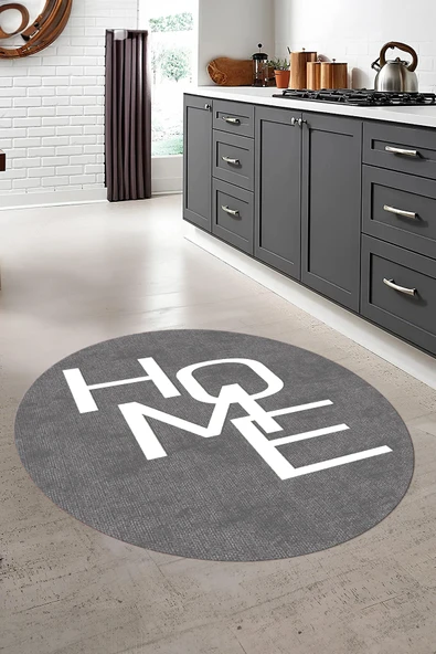 Napoli Home Dijital Baskılı Modern Home Yazılı Yıkanabilir Kaymaz Taban Yuvarlak Mutfak Halısı ürün görseli 1