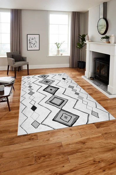 Napoli Home Baskılı İskandinav Kilim Görünümlü Yıkanabilir Kaymaz Yolluk Mutfak Salon Halısı ürün görseli 1