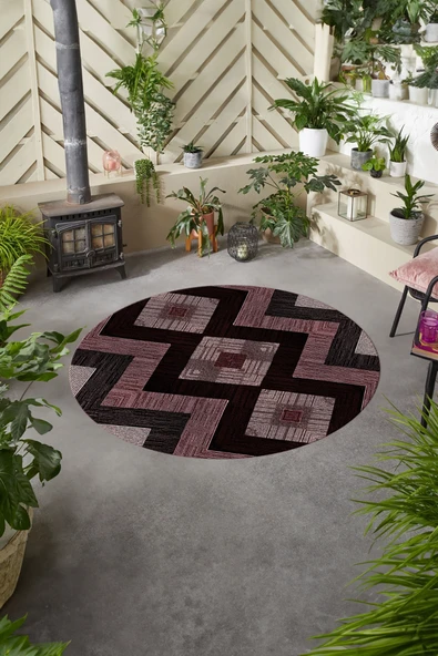 Napoli Home Dijital Baskılı Modern Desen Yıkanabilir Kaymaz Taban Yuvarlak Mutfak Salon Halısı ürün görseli 1