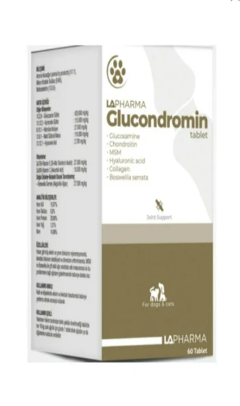 Glucondromin Kedi & Köpek Eklem Vitamini 60 Tablet - Glukozamin, Kondroitin ve Kolajen Takviyesi ürün görseli 1