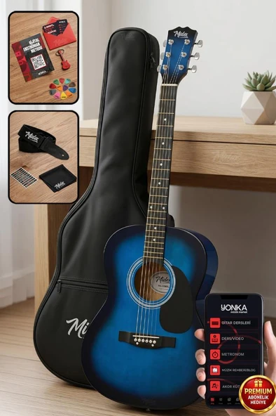 Midex RG-530BL Kaliteli Mavi 40 İnç Akustik Gitar Seti 4/4 Yetişkin ürün görseli 1