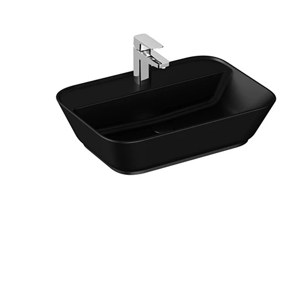 VitrA Geo Çanak Lavabo Dikdörtgen 60x43 cm Mat Siyah 7426B083-0041 ürün görseli 1