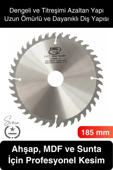 #Testere 185 mm 40 Diş Ahşap Kesim Daire Testere Diski MDF ve Sunta İçin Profesyonel Hassas 40T ürün görseli 1