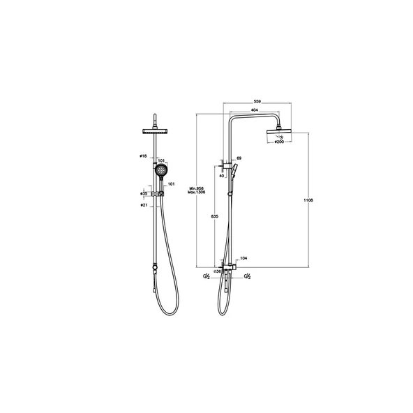 Artema Base Square 200 Duş Kolonu Krom A45911 - Resim 2