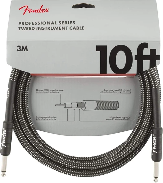 Fender Professional 3 Metre Gri Tweed Enstrüman Kablo ürün görseli 1