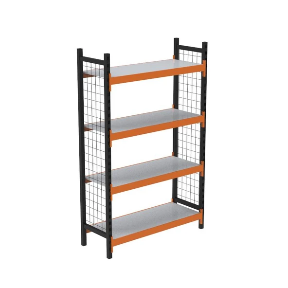 4 Katlı Dekoratif  Midi Rack - Ekonomik Depo,Arşiv, Kiler Rafı   Siyah-Turuncu 46x150 cm 150 cm ürün görseli 1