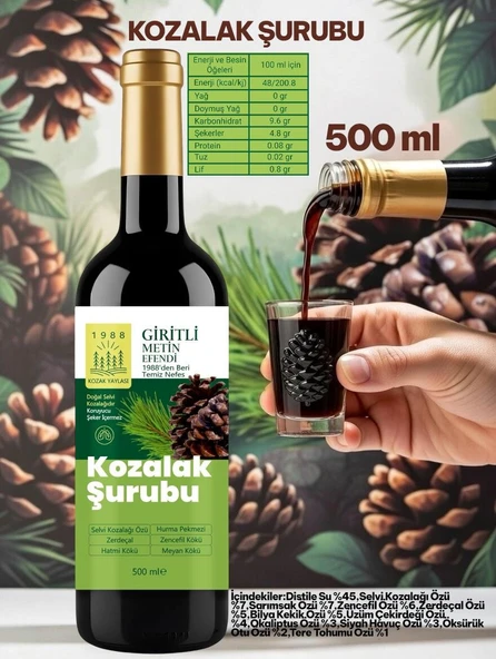 Kozak Bergama Vakfı Kozalak Şurubu 500 ml Giritli Metin Efendi ürün görseli 1