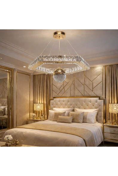 40LIK ALTIGEN GOLD TOPLU KRİSTAL AVİZE ürün görseli 1