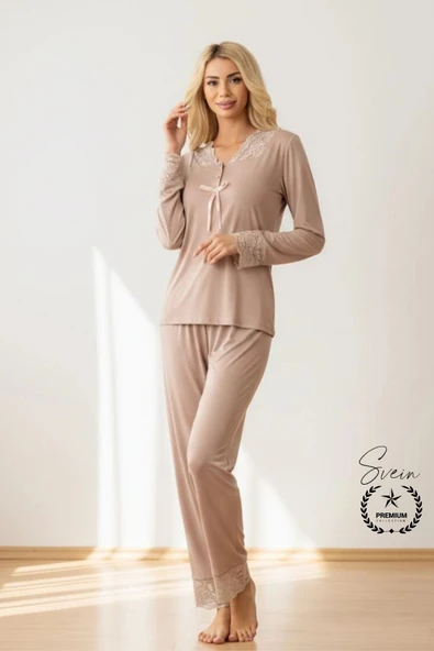 #Pijama Vizon Penye Kadın Pijama Takımı Rahat Ev Giyim Günlük ve Çeyizlik Nefes Alabilen Yumuşak ürün görseli 1