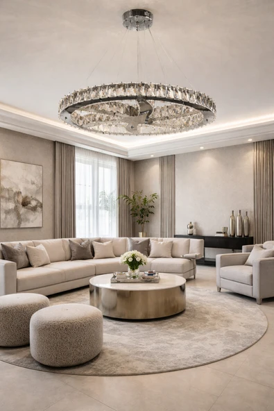65LİK KAVİSLİ STARCURVE MODERN KRİSTAL AVİZE ürün görseli 1