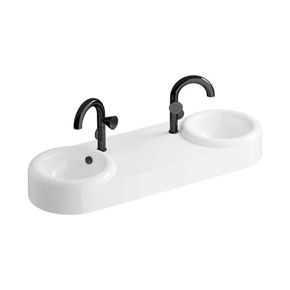 VitrA Liquid Çift Gözlü Lavabo 120x41 cm Beyaz 7313B403-0041 ürün görseli 1