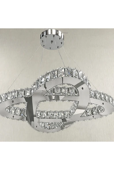 65LİK BİRLEŞİK ELİPS GÜMÜŞ KRİSTAL AVİZE - Resim 2
