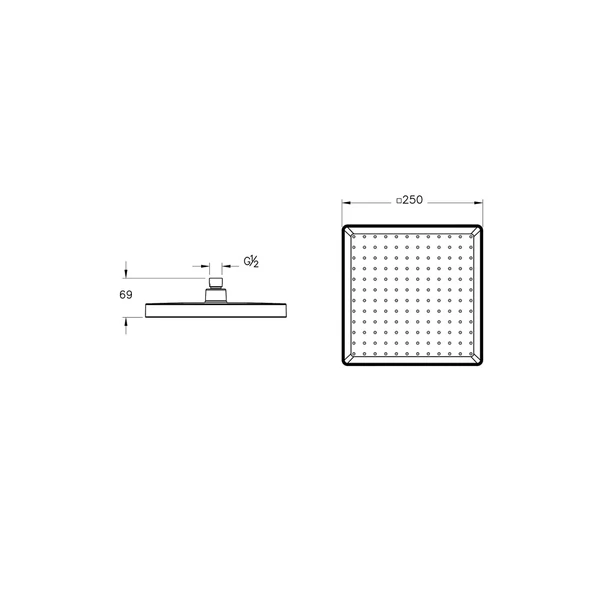 Artema Core Square Duş Başlığı 1F 250mm Krom A45913 - Resim 2