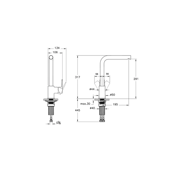 Artema Flow Square Eviye Bataryası Krom A43396 - Resim 2