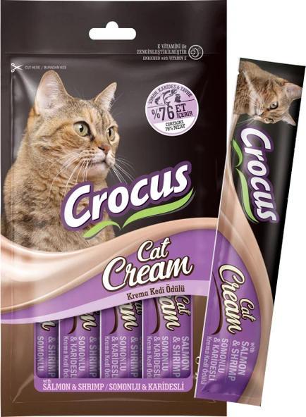Crocus Somonlu Ve Karidesli Krema Kedi Ödülü 4x15g ürün görseli 1