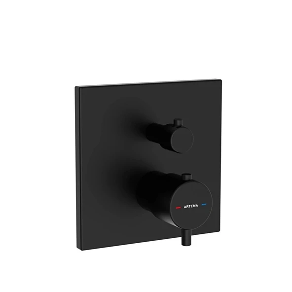 Artema Flow Square Ankastre Termostatik Duş Bataryası V-box Mat Siyah A4335836 ürün görseli 1