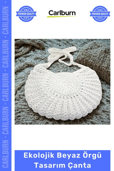 #Çanta Ekolojik Beyaz Örgü Tasarımı Moda Rahatlık Sağlayan Hafif Günlük Kullanım Çanta ürün görseli 1