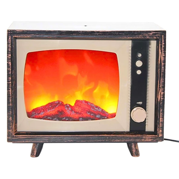 Dekoratif Tv Tasarımlı Ledli Şömine Lamba 18x22cm AAlk2511 ürün görseli 1