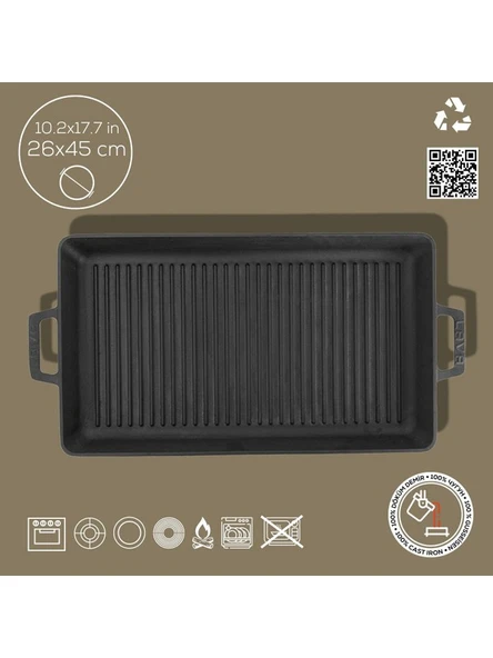 Lava LV ECO GT 2645 Metal Kulplu 26x45 cm Demir Döküm Izgara Tavası ürün görseli 1