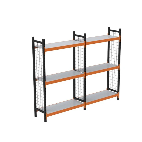 3 Katlı Duble Dekoratif Midi Rack - Ekonomik Depo,Arşiv, Kiler Rafı   Siyah-Turuncu 46x120 cm 150 cm ürün görseli 1