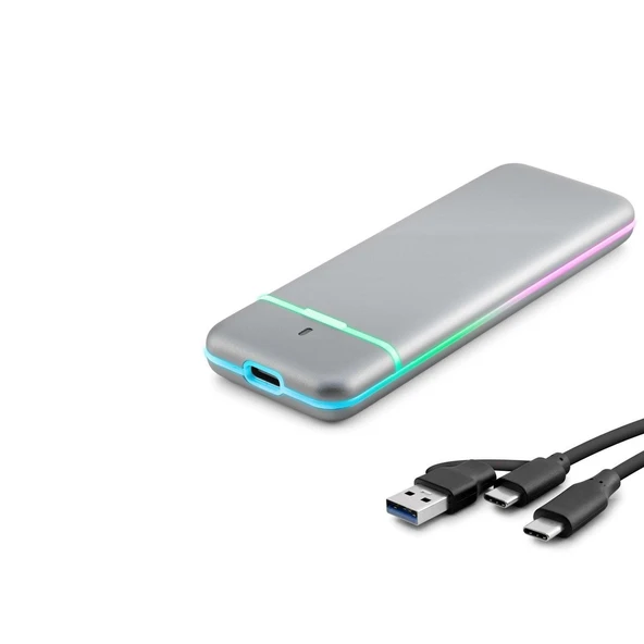SSD Kutu Type-C 3.1 + Usb3.0 Nvme + Ngff M2 Chıp Rtl9210B Gri HDX1774 ürün görseli 1