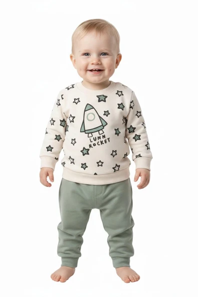 Erkek Çocuk Önü Baskılı Sweatshirt Ve Eşofman Alt Takım BGL-ST05253 ürün görseli 1