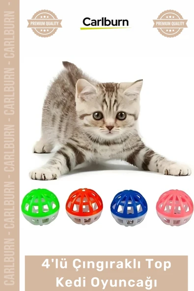 Özel Üretim Kedi Oyun Eğlence Canlı Renk Dayanıklı Aktif 4'lü Çıngıraklı Top Kedi Oyuncağı ürün görseli 1