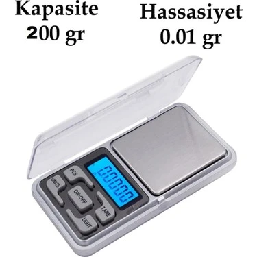 Dijital Hassas Elektronik Kuyumcu Cep Terazisi Tartı 200 gr 0.01 gr (5433) ürün görseli 1