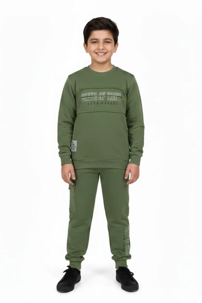 Erkek Çocuk Önü Baskılı Sweatshirt Ve Eşofman Alt Takım BGL-ST05248 ürün görseli 1
