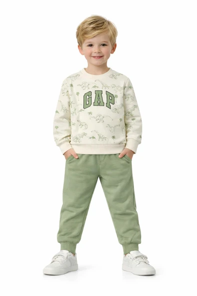 Erkek Çocuk Önü Baskılı Sweatshirt Ve Eşofman Alt Takım BGL-ST05252 ürün görseli 1