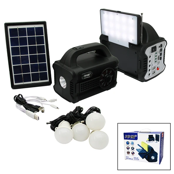 3IN1 - SOLAR 2İN1 SABİT+OYNAR BAŞLI EL FENERİ - RADYO - MP3 BLUETOOTH - USB/ TF PORT - 4 PARÇA  AMPUL KABLOLU - POWERBANK (5433) ürün görseli 1