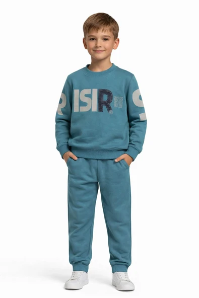 Erkek Çocuk Önü Baskılı Sweatshirt Ve Eşofman Alt Takım BGL-ST05250 ürün görseli 1