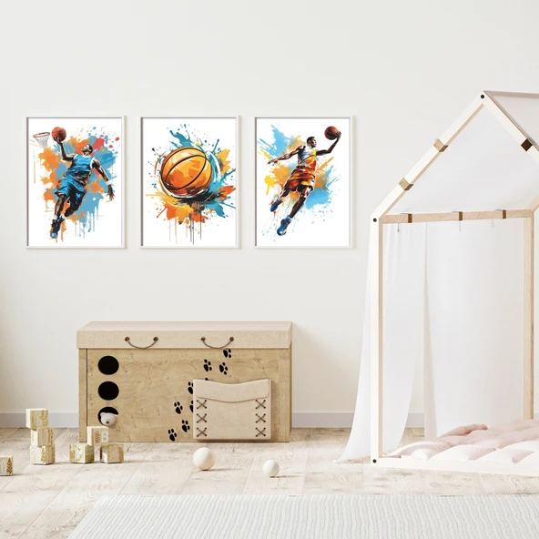 Splash Dunk 3'lü Set Çerçeveli Tablo Beyaz Renk 35 x 50 Boyut/Ebat ürün görseli 1
