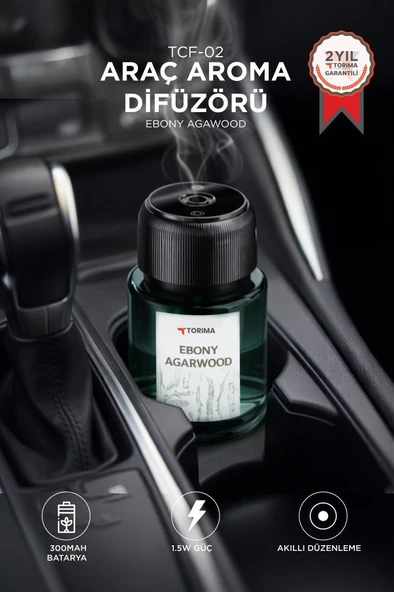 Araç İçi Aroma Difüzörü Hava Nemlendirici Lazerli Şarjlı Oda ve Araba Kokusu TCF02 Ebony Agarwood ürün görseli 1