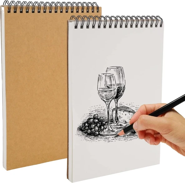 Eskiz Defteri A4 Boyutunda 160 gr Üstten Telli Karakalem Büyük Sketch Book 25 Yaprak - 1 Adet ürün görseli 1