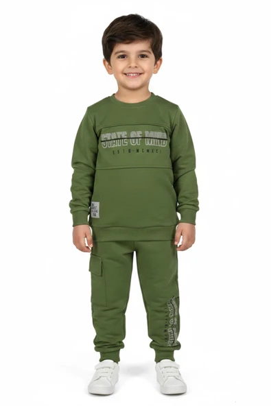 Erkek Çocuk Önü Baskılı Sweatshirt Ve Eşofman Alt Takım BGL-ST05249 ürün görseli 1