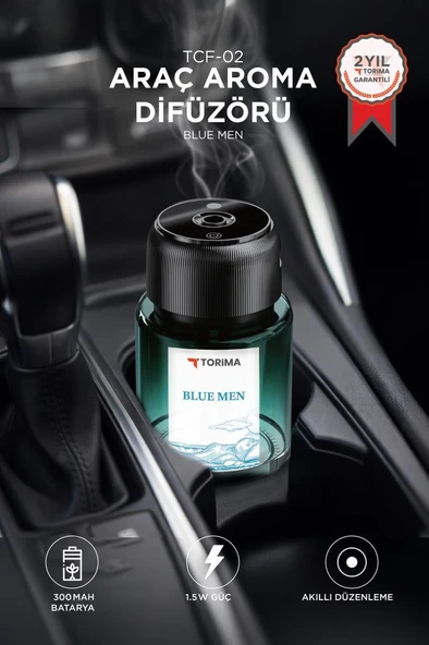 Araç İçi Aroma Difüzörü Hava Nemlendirici Lazerli Şarjlı Oda ve Araba Kokusu TCF02 Blue Man ürün görseli 1