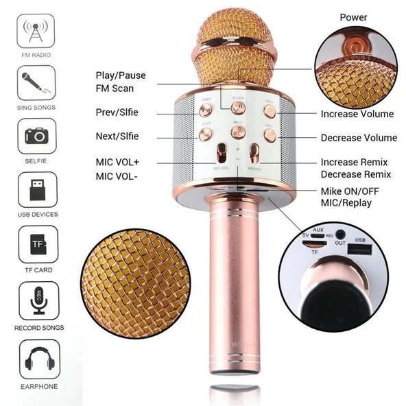 Bluetooth Karaoke Mikrofon (5433) - Resim 3
