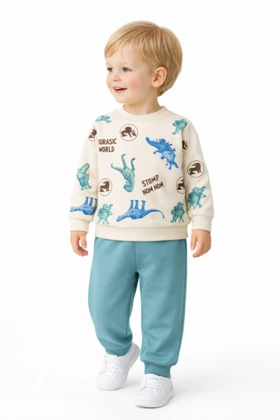 Erkek Çocuk Önü Baskılı Sweatshirt Ve Eşofman Alt Takım BGL-ST05256 ürün görseli 1
