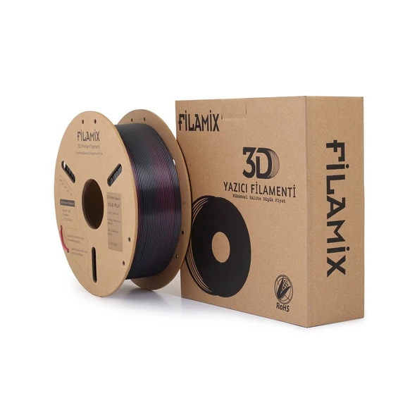 Filamix Silk Siyah Kırmızı Pla Filament 1.75mm 1kg - İpek Parlak Seri ürün görseli 1