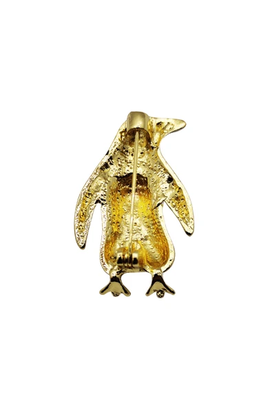 Sevimli Penguen Figürlü Gold Detaylı Broş - Resim 4