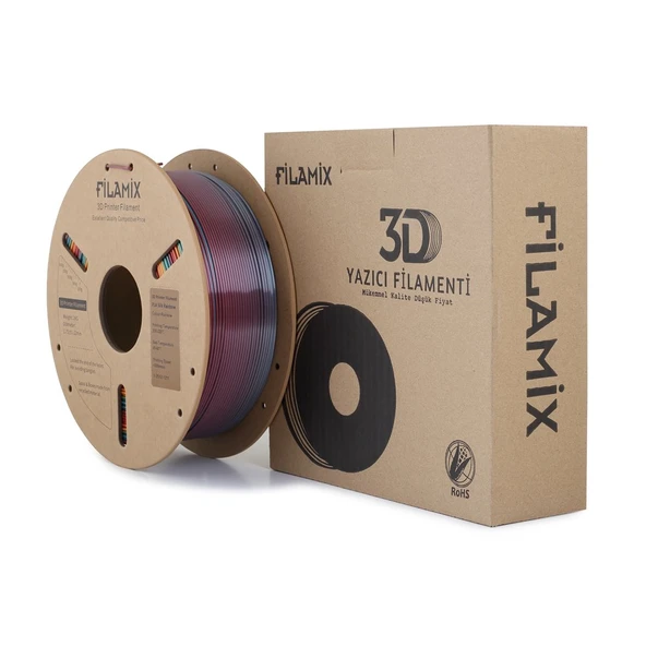 Filamix Silk Rainbow Pla Filament 1.75mm 1kg - İpek Parlak Gökkuşağı Geçişli ürün görseli 1
