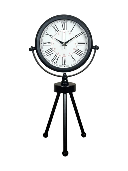 Pi time Pure Black Roma Rakamlı Üç Ayaklı Metal Masa Saati ürün görseli 1