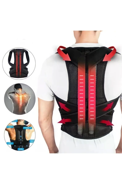 baffhome Dik Duruş Korsesi Unisex Siyah Dik Durmak Için Kamburluk Medikal Önleyici Ortopedik Sırt Korse ürün görseli 1