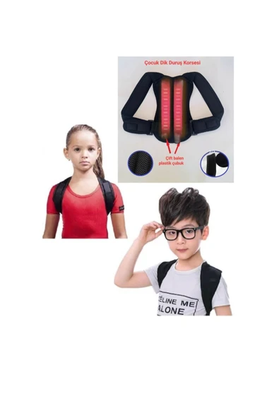 baffhome Unisex Çocuk Dik Duruş Korsesi Medikal Ortopedik Balenli Korse Posturex Bel Sırt Kambur Korsesi ürün görseli 1