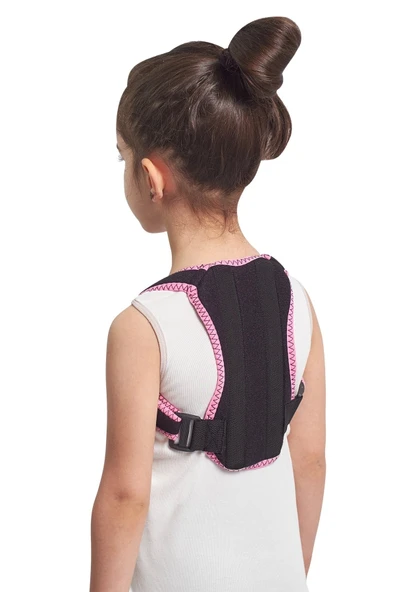 baffhome Pembe 18-35kilo Çocuk Dik Duruş Korsesi Medikal Ortopedik Balenli Posturex Bel Sırt Kambur Korsesi ürün görseli 1