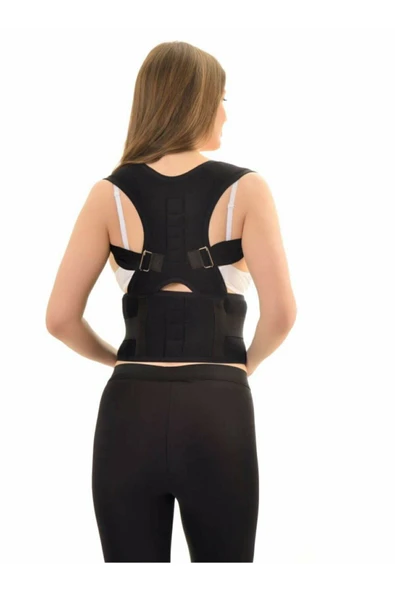 baffhome Unisex Medikal Kemerli Ayarlanabilir Korse Kamburluk Önleyici Dik Duruş Korsesi Siyah Manyetik ürün görseli 1