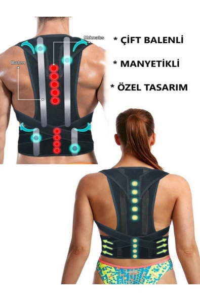 baffhome Ortopedik Dik Duruş Korsesi Kamburluk Önleyici Unisex Balenli Manyetik Korse ürün görseli 1