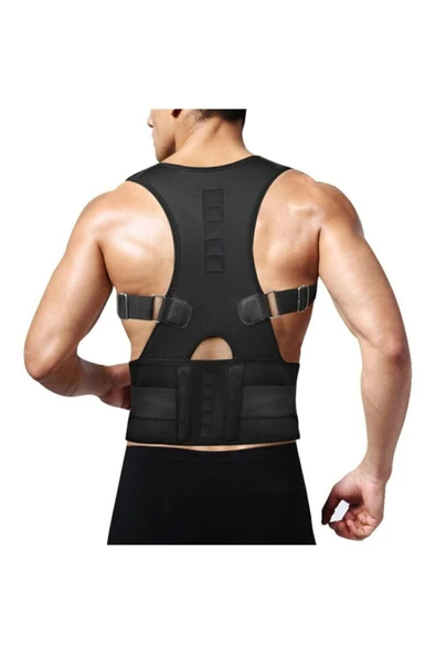 baffhome Unisex Siyah Profesyonel Sporcu Dik Duruş Korse Kamburluk Önleyici Manyetik Medikal Ortopedik Korse ürün görseli 1